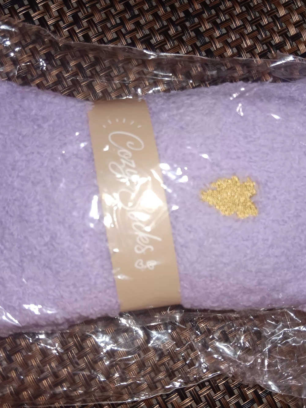 & Other Stories Lavender Cozy Socks with Gold Embroidered Accent